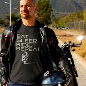 EAT SLEEP RIDE REPEAT ADULT UNISEX TEE (Men